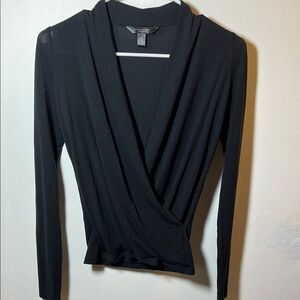 Black Banana Republic Blouse PETITE THREADSOFT WRAP TOP XS